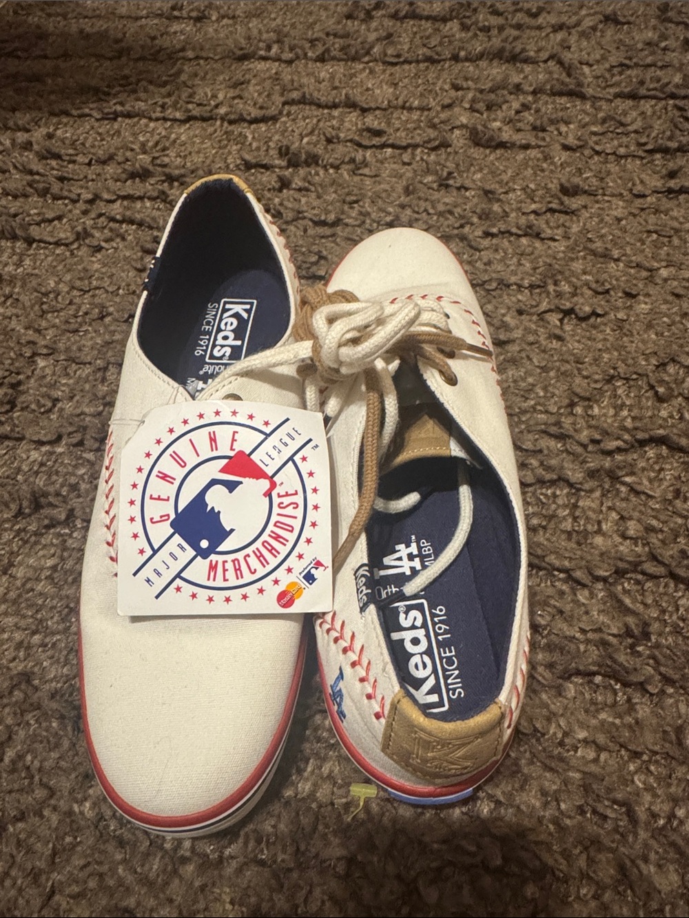Keds White Canvas Shoes with Red & Navy Accents